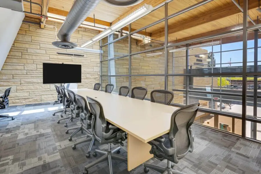 An empty conference room at the J, which is available for rent.