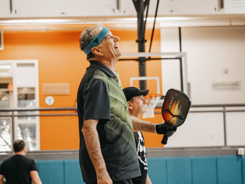 People playing pickleball.